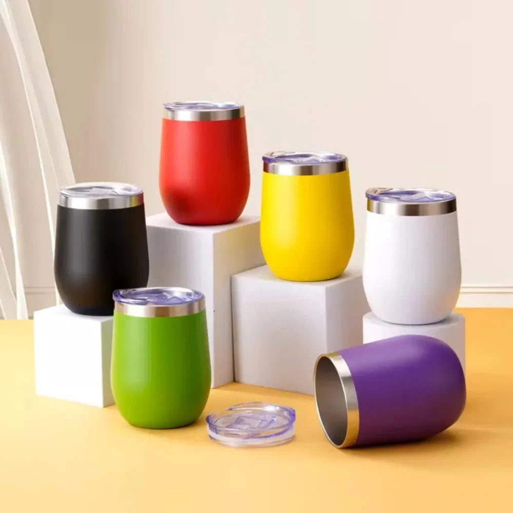 Copo Térmico Com Tampa Transparente 360mL Aço Inox Gelada ou Quente