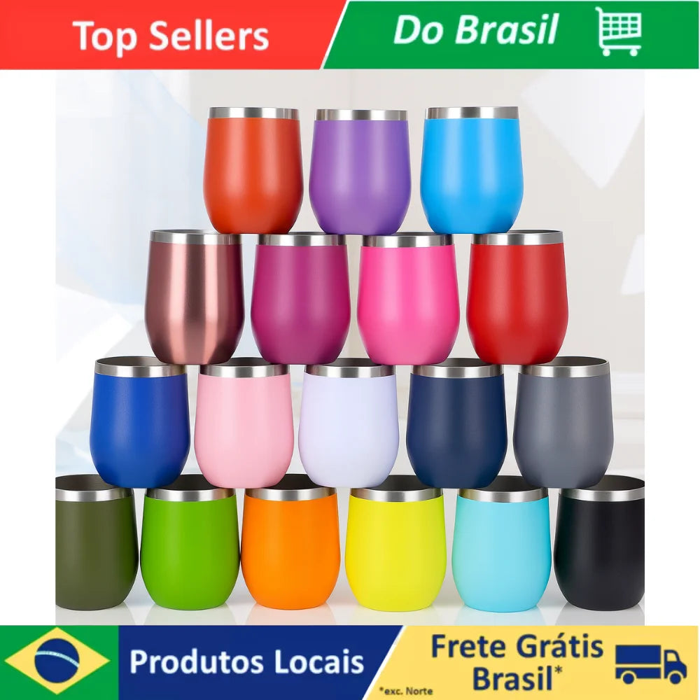 Copo Térmico Com Tampa Transparente 360mL Aço Inox Gelada ou Quente