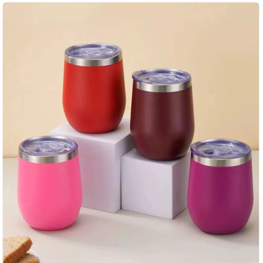 Copo Térmico Com Tampa Transparente 360mL Aço Inox Gelada ou Quente